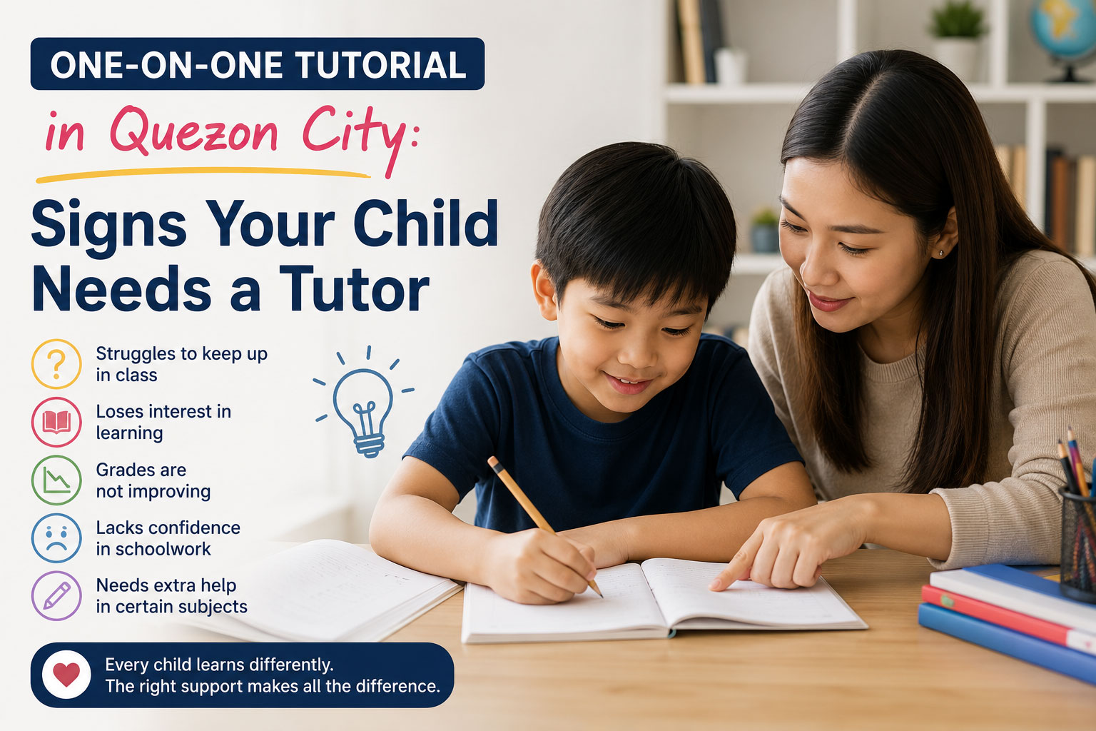 One-on-One Tutorial in Quezon City: Signs Your Child Needs a Tutor